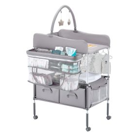 VEVOR Baby Changing Table, Foldable Diaper Change Station with 2 Fabric Drawers, Side Basket & Hanging Rod VEVOR Baby Changing Table, Foldable Diaper Change Station with 2 Fabric Drawers, Side Basket & Hanging Rod
